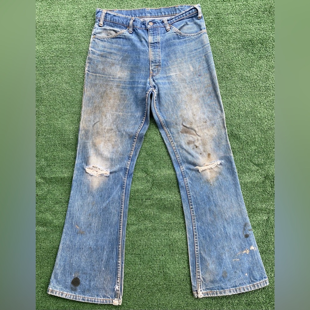 VTG 70s Levi’s Big E Orange Tab Bell Bottom Jeans Men’s 32x29 Distressed